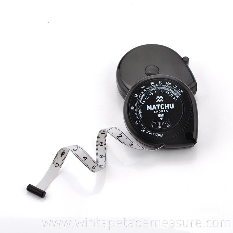 New plastic black BMI tape measure health bmi wheel calculator lose weight fat calculator